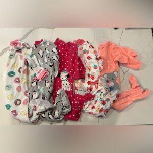 Bundle of 5 Carters Fleece Footed Pajamas Size 18 months